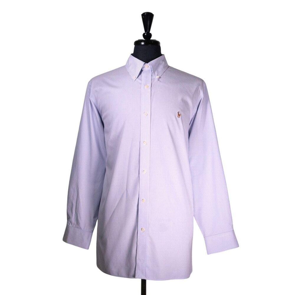Ralph Lauren Mens Dress Shirt Big & Tall 18 34/35 Purple Striped Classic Fit